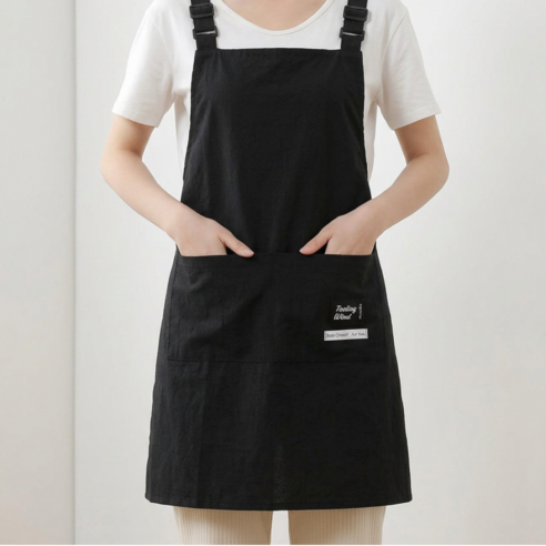 로멀리 방수 포켓 앞치마, 1개, 블랙
