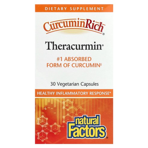 네츄럴팩터스 커큐민리치 테라큐민 Theracurmin, 30 식물성 캡슐
