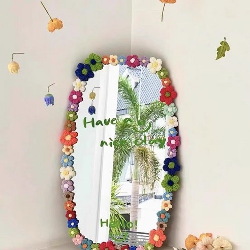DIY 거울꾸미기컬러 볼륨 퍼프플라워 데코 꽃장식 세트, 50개, 혼합색상