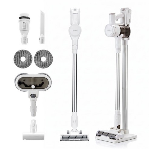[최신형] 차이슨 무선 청소기 BLDC 흡입력 좋은 진공청소기 + 다양한 구성품, 물걸레+침구브러쉬 세트, 화이트