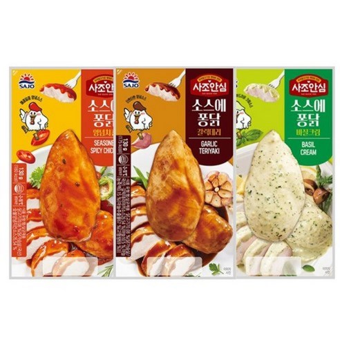 사조 대림 소스에 퐁닭 닭가슴살 130g 갈릭데리1+바질크림1+양념치킨1