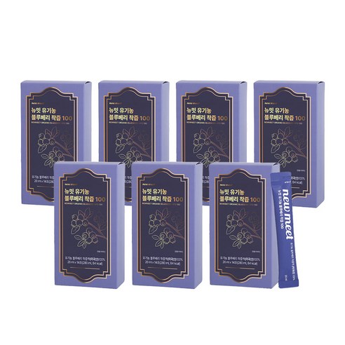 [공식판매처]뉴밋 유기농 블루베리즙 100% NFC 생착즙 생과 블루베리주스 쥬스 7박스, 7개, 280ml