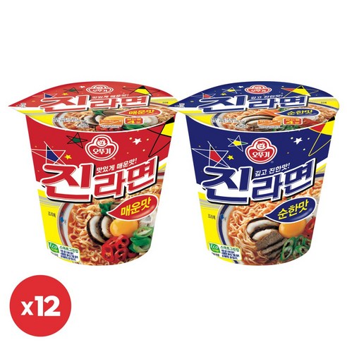 오뚜기 진라면 소컵 매운맛 65g*12개+순한맛 65g*12개