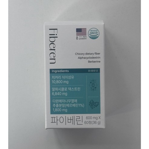 파이베린 알파 식이섬유 60정 1개 치커리식이섬유