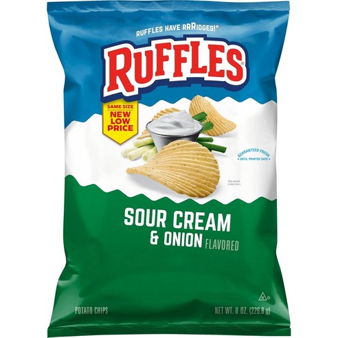 [미국직배송]러플스 사워 크림 앤 어니언 포테이토 칩  240.9g, Ruffles Sour Cream & Onion Potato Chips