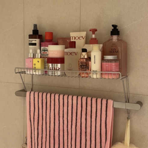 별별공간 무타공 수건걸이 거치 선반