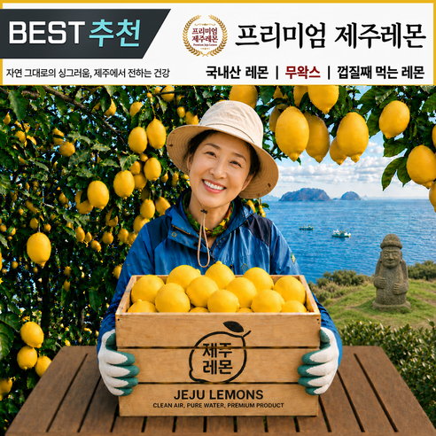 [고급레몬1위] 껍질째먹는 레몬즙 원액팡팡 제주레몬, 1박스, 프리미엄 제주레몬 10kg
