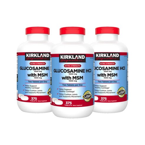 [사은품증정] 커클랜드 글루코사민 MSM 375정 (타블렛) Kirkland Extra Strength Glucosamine with 375tabs, 3개, 375정