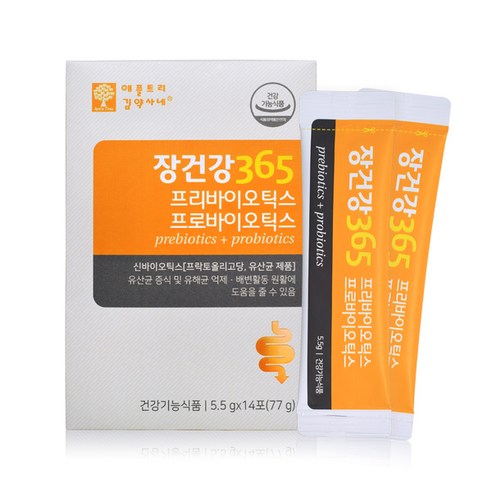 장건강 365 프리 프로 바이오틱스 분말 스틱 락토바실러스 유산균 가루 장내 유익균 증식 프락토올리고당 함유