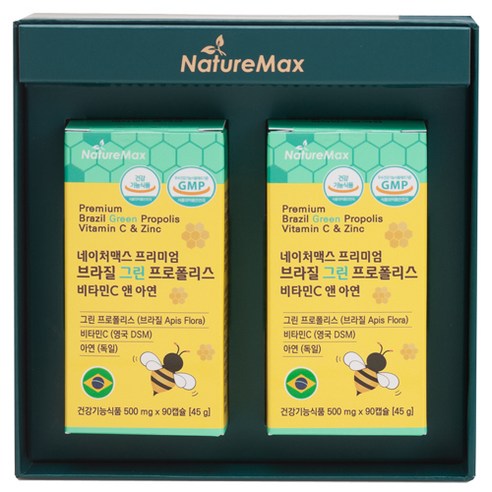 네이처맥스 프리미엄 브라질 그린 프로폴리스 비타민C 앤 아연 45g*2개, 90정, 2개