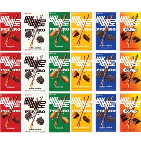 빼빼로 6종세트(초코,아몬드,초코필드,초코쿠키,화이트쿠키,크런키)