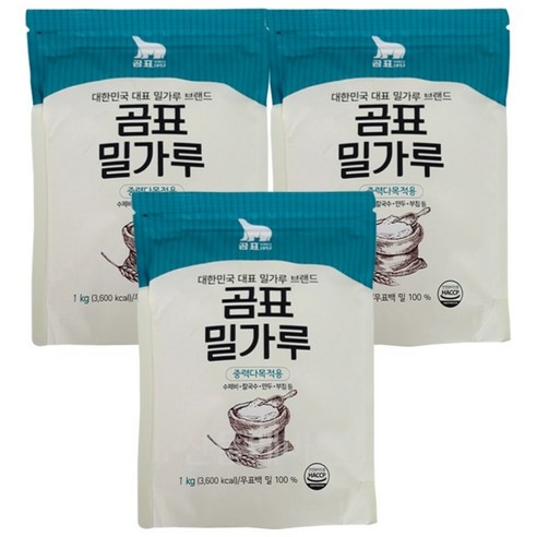 곰표 밀가루 중력다목적용, 1kg, 3개