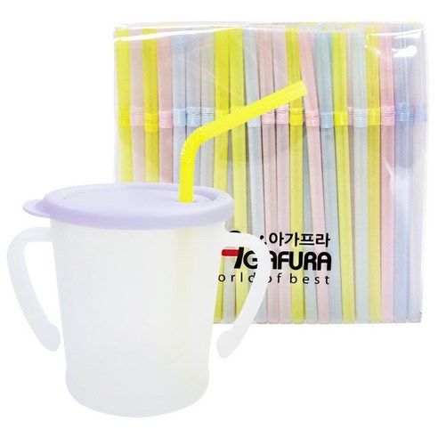 아가프라 유아용 매직빨대컵 300ml + 전용빨대 200p 세트, 퍼플, 1세트