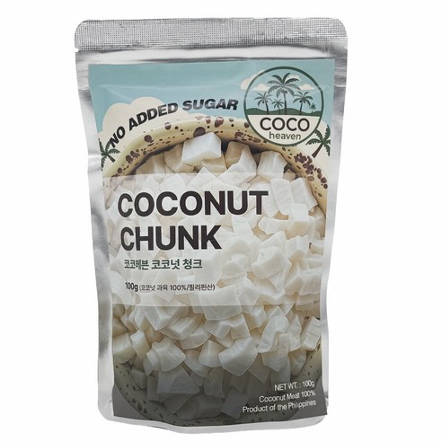 코코헤븐 100% 무설탕 코코넛청크 코코넛칩 무가당, 1개, 100g