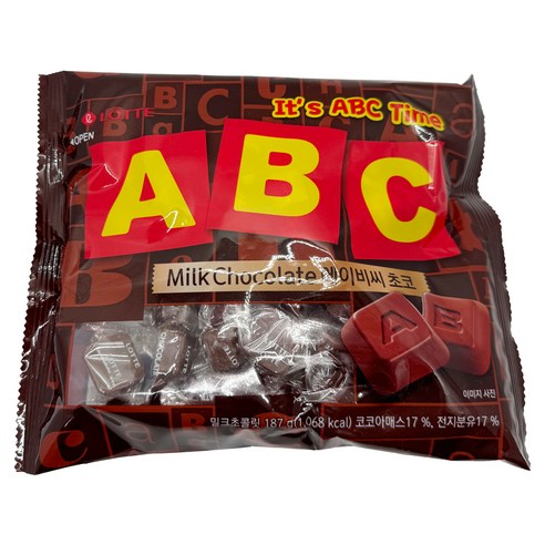 [파이브온] 롯데 ABC 초콜릿 187g, 4개