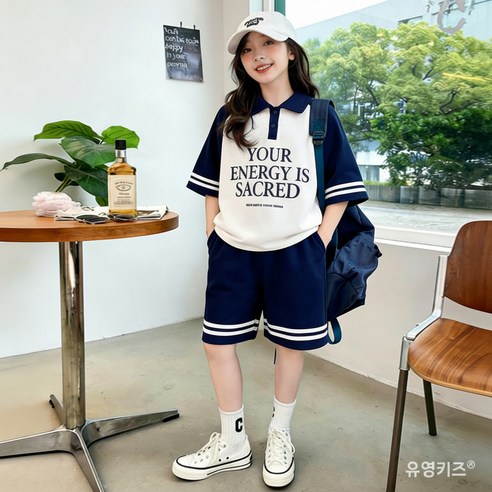 여아 여름 신상 상하 상하복 세트 반바지 캐쥬얼 러블리 루즈핏 초중생 주니어 카라티