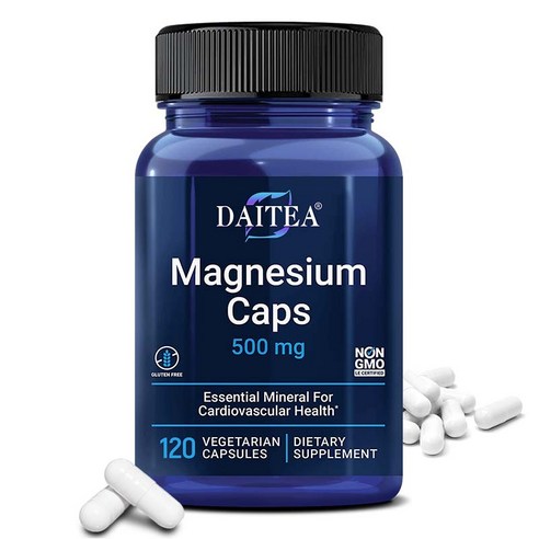 마그네슘 500mg 복합 미네랄 보충제, 산화마그네슘, 구연산마그네슘, 숙신산마그네슘, non-GMO, 글루텐 프리, 1개, 120회분