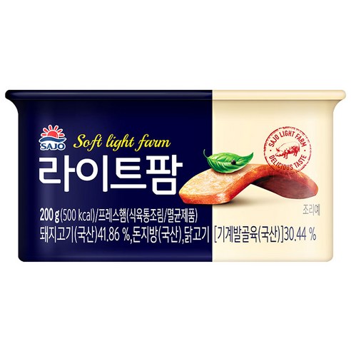 [KT알파쇼핑][사조대림] 해표 라이트팜(노캡) 200g 통조림햄/통조림, 1개, 200g