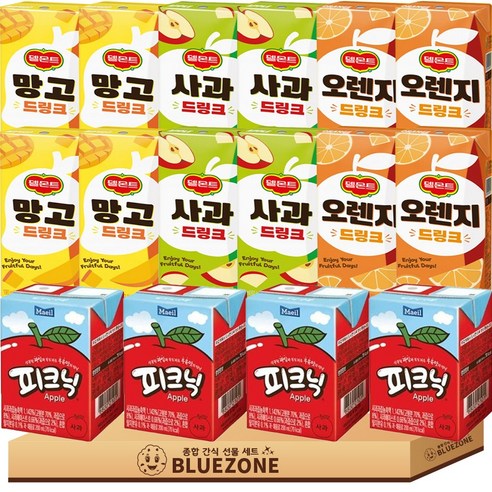 [블루존] 과일주스 음료 세트 델몬트 드링크 오렌지4 망고4 사과4 매일유업 피크닉 사과4, 16개, 190ml
