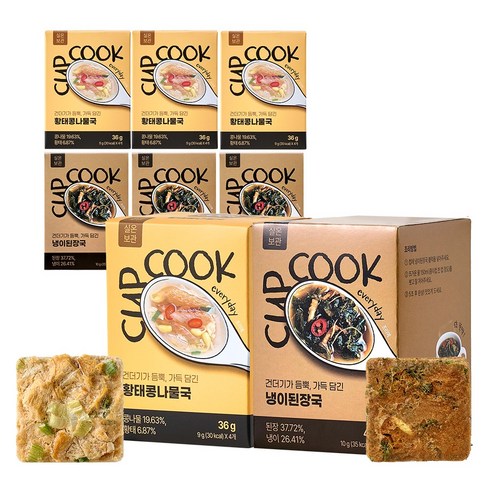 구수한 국산된장과 냉이, 바다의 담백함을 담은 황태국으로 속 편한 건강 한그릇 동결건조 프리미엄 국, 컵쿡에브리데이 황태콩나물국+냉이된장국, 4세트, 76g