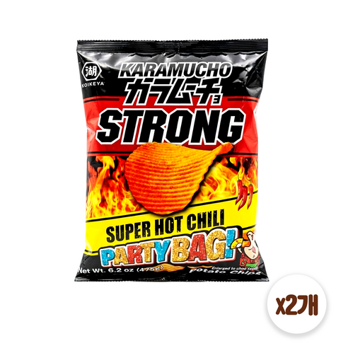 코이케야 카라무쵸 스트롱 슈퍼 핫칠리 감자칩 파티팩 일본 매운 과자, 2개, 175g