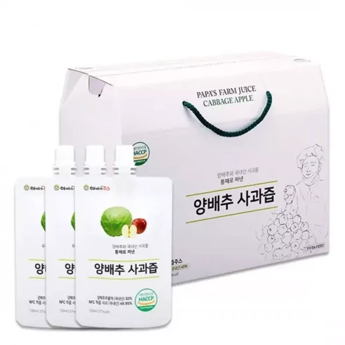 연두팜 아빠의주스 양배추사과즙 100ml, 40개입 한박스