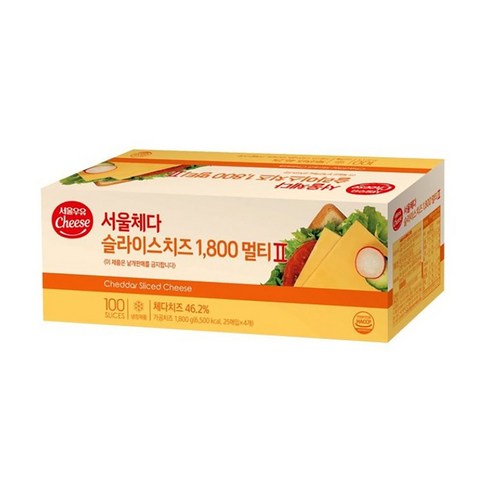 서울우유 체다슬라이스치즈1800 멀티2(200매), 1.8kg, 200매