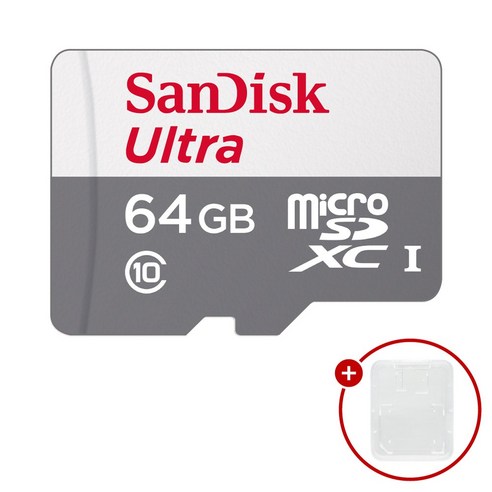 샌디스크 마이크로SD카드 울트라 SDSQUNR + SD카드 케이스 패키지, 1개, 64GB