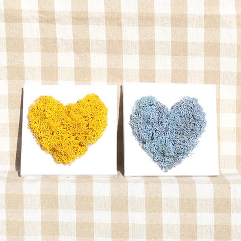 스칸디아모스 12X12cm 캔버스 액자 만들기 세트 (하트) /천연이끼, 아이보리