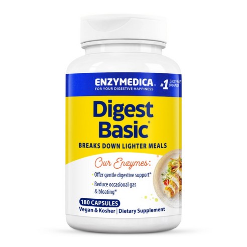 Enzymedica 엔자이메디카 다이제스트 베이직 소화 효소 180정 캡슐 3통 세트, 180정, 3개