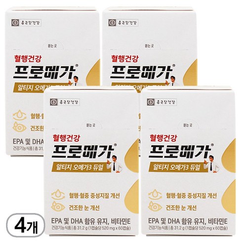 종근당 프로메가 알티지 오메가3 520mg 60캡슐, 60정, 4개