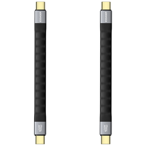 Essager E-Maker칩 C타입-C타입 USB4.0 8K@60Hz 썬더볼트4 호환 PD3.1 240W 40Gbps 초고속 미니 충전 케이블 13cm 휴대 케이블 여행용 외출용, 125mm, 2개