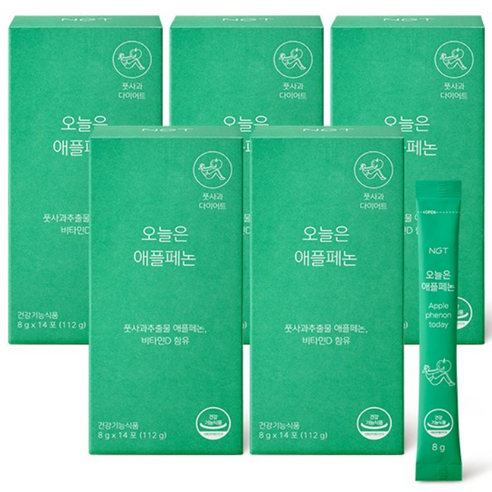 네츄럴굿띵스 오늘은 애플페논 풋사과 다이어트 보조제 8g x 14포, 14회분, 5박스