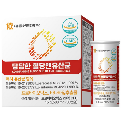 대웅생명과학 당당한 혈당앤 특허유산균 당케어 & 장건강 바나바잎, 30정, 1개