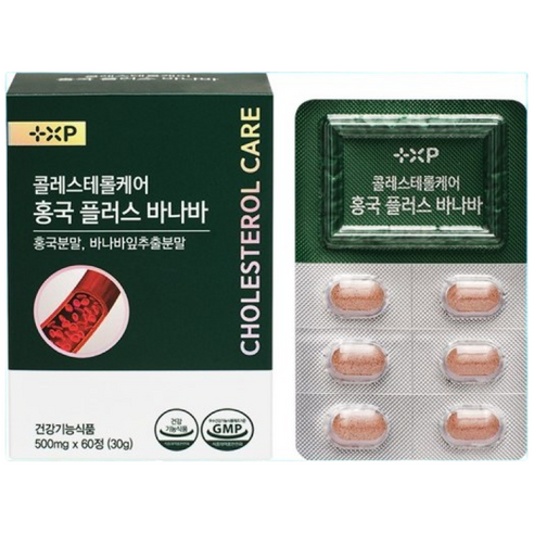 약국판매 콜레스테롤 케어 홍국 플러스 바나바 저밀도 콜레스테롤 낮추는 방법 음식 LDL, 1개, 60정