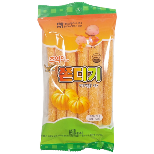 에코푸드 추억의 호박맛 쫀드기 70g 쫀디기
