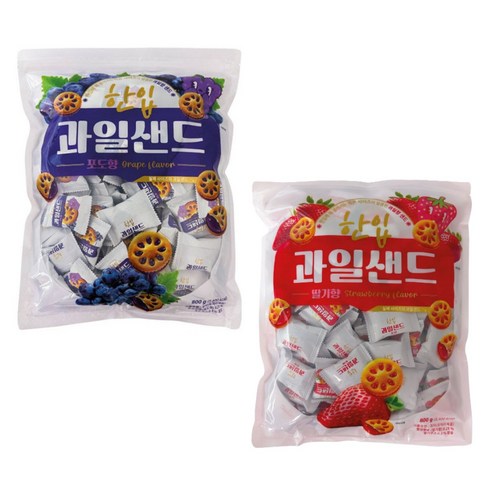 한입 과일 샌드 쿠키 2종 포도맛+딸기맛 1.6kg, 2개, 800g