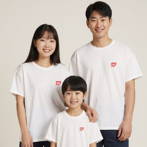 온어스샵 하트 가족티셔츠 가족여행티 패밀리룩 반팔티 가족사진의상