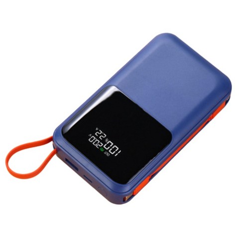 노트북 보조배터리 66W 초고속충전 30000mAh C타입 경량 휴대용 내장 케이블, 오션 블루