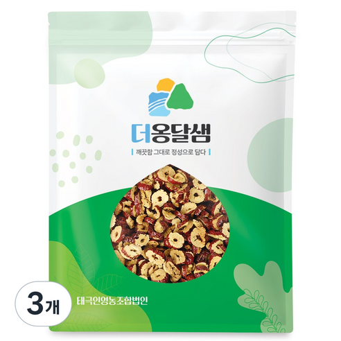 더옹달샘 깨끗하게 말린 대추칩 1kg 대추슬라이스 대추과자, 3개, 1kg