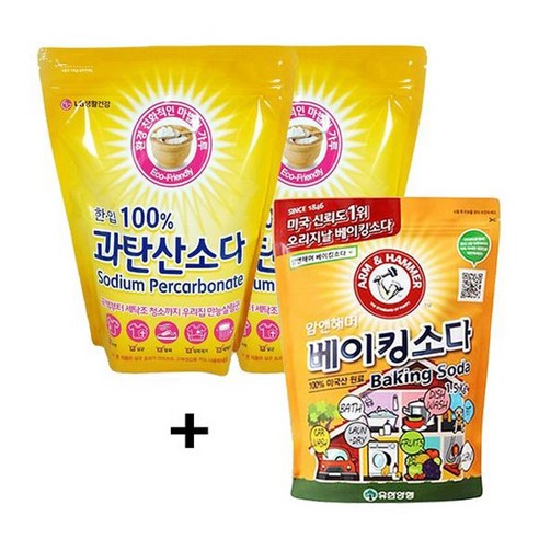 | 엘지 엘지생활건강 과탄산소다 1kg 2개+ 유한양행 암앤해머 베이킹소다 1.5kg 1개 엘지 엘지생활건강 과탄산소다 1kg 2개+ 유한양행... 