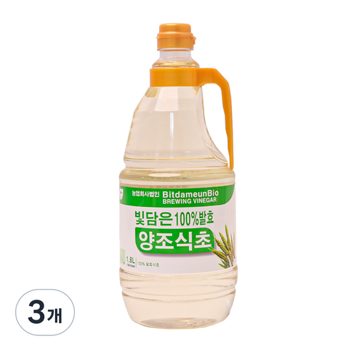 빛담은 양조 식초 대용량 주방용 발효 청소용, 3개, 1.8L