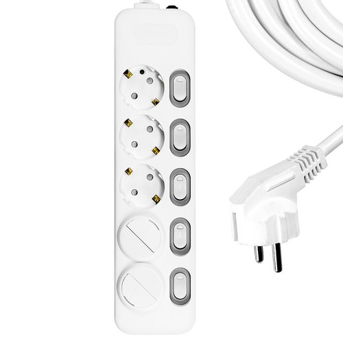 써지오 개별 멀티탭 5구 DH-1658-MT + 안전커버 2p 랜덤발송, 1.5m, 혼합색상, 1세트