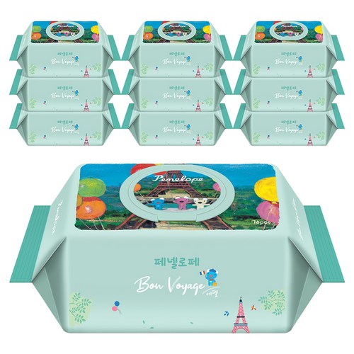 페넬로페 본보야지 에펠 아기물티슈 캡형, 75g, 70매, 10개