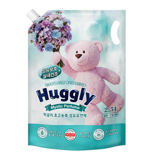 허글리 초고농축 섬유유연제 미스틱퍼퓸 리필, 3개, 2.5L