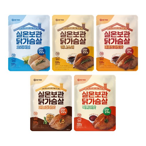 미트리 실온보관 닭가슴살 5종 혼합, 100g, 10개
