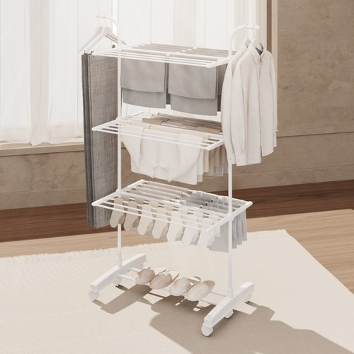무베즈 3단 접이식 빨래건조대 이불 수건 대형 건조대, 올화이트