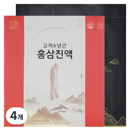 대한홍삼 고려6년근 홍삼진액 선물세트 + 쇼핑백, 4개, 1.5L