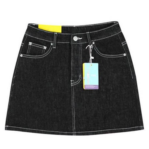 플랜데이 여성용 쫀득 스판 빈티지 생지 데님 미니 스커트 미디움