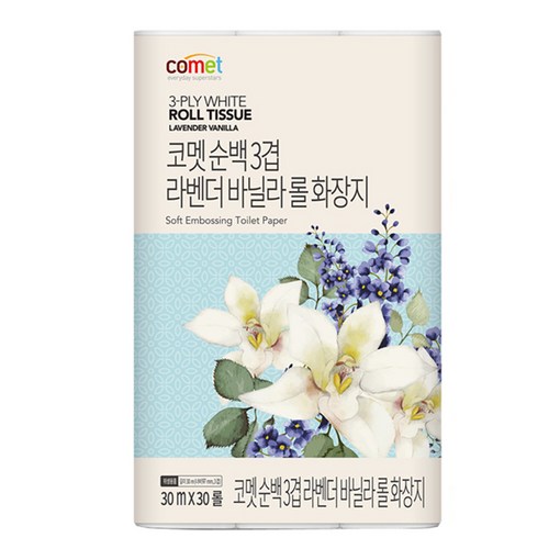 코멧 순백 3겹 라벤더 바닐라 롤화장지
